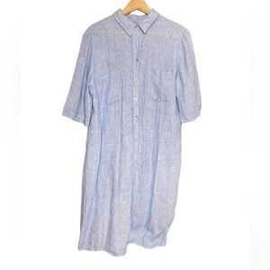 Chico’s Light Blue Long Button Up Shirt 100% Linen size L/ 12  Chicos 2